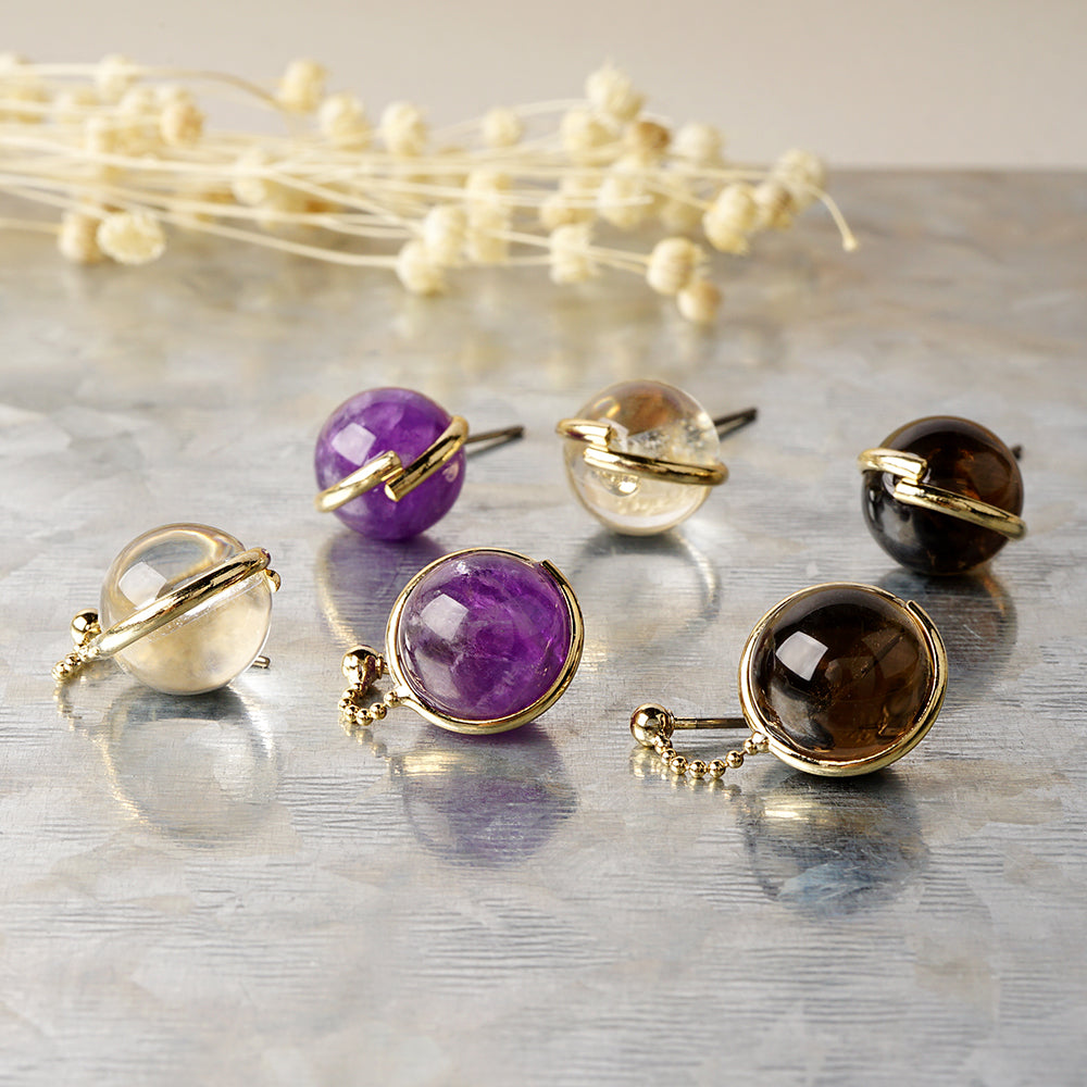 Natural stone 天然石ボールドロップピアス (L)