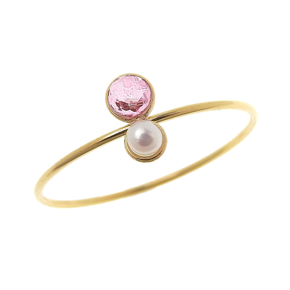 Natural stone 天然石×淡水パール ブラスリング 11号