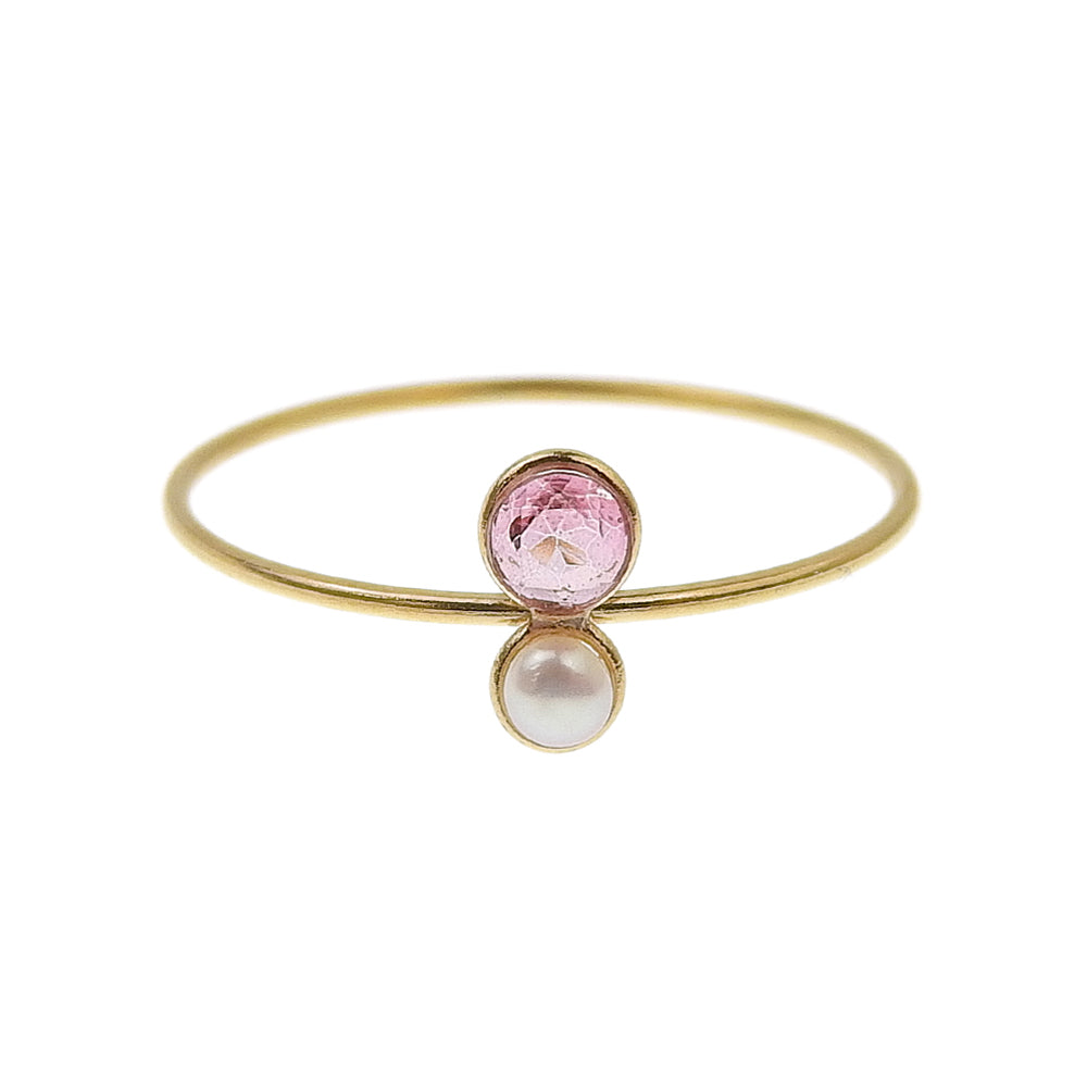 Natural stone 天然石×淡水パール ブラスリング 11号