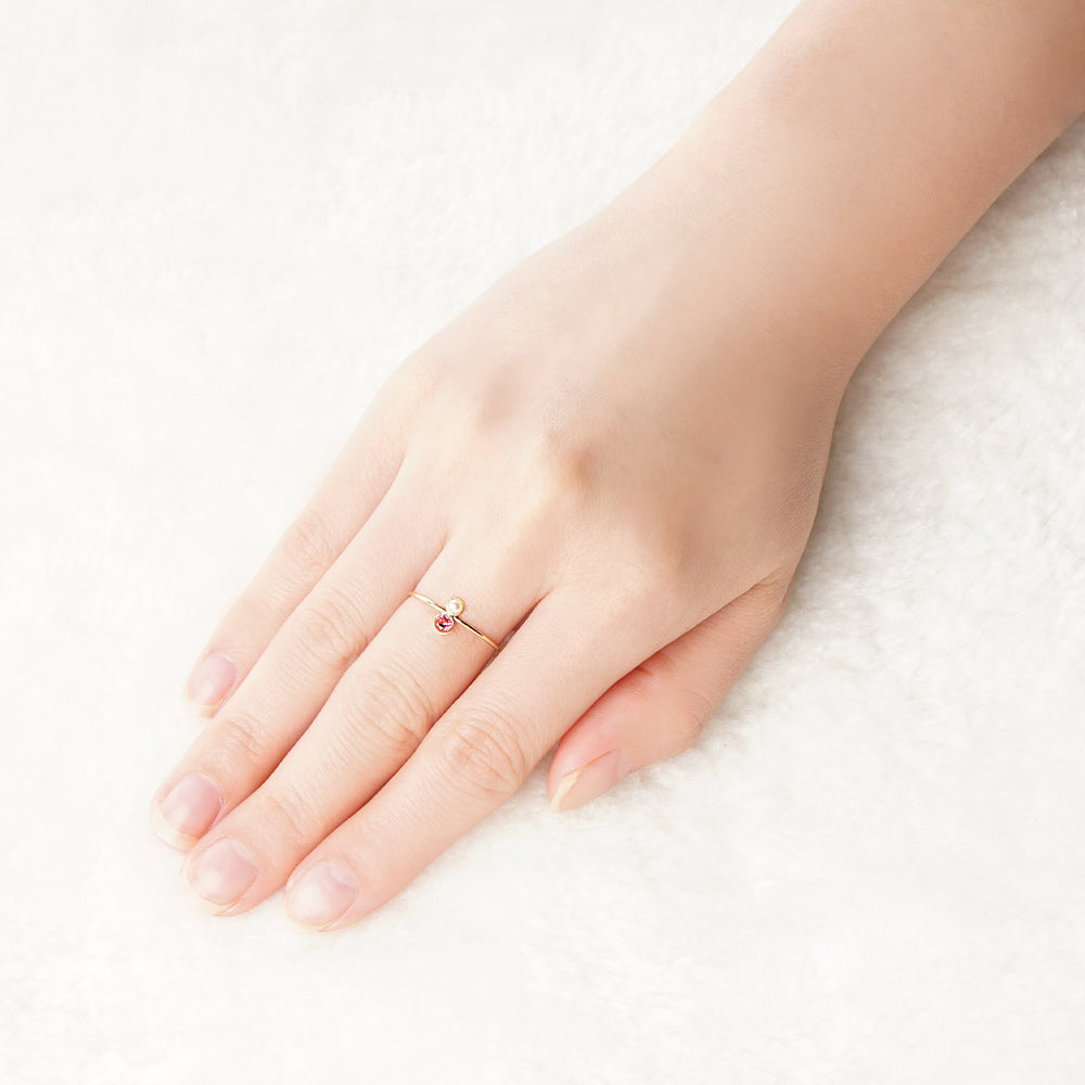 Natural stone 天然石×淡水パール ブラスリング 11号