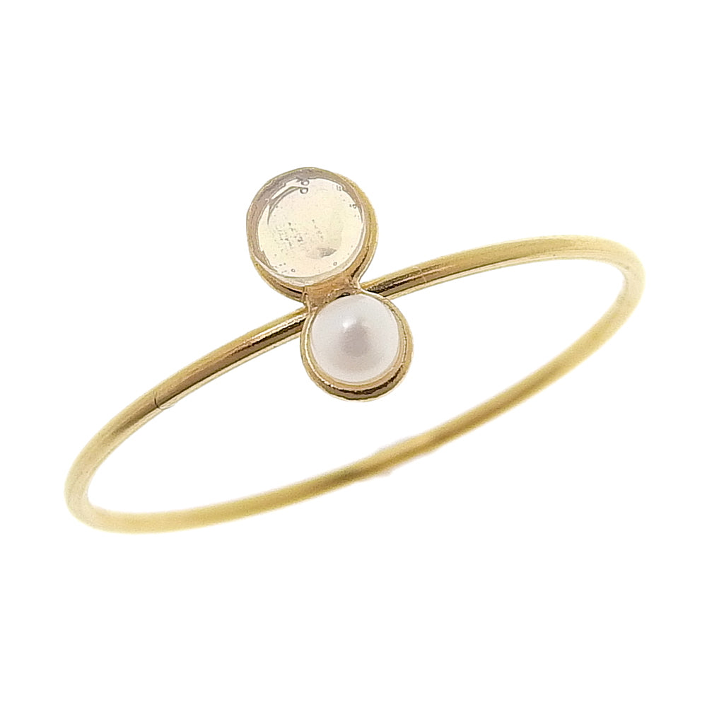 Natural stone 天然石×淡水パール ブラスリング 11号