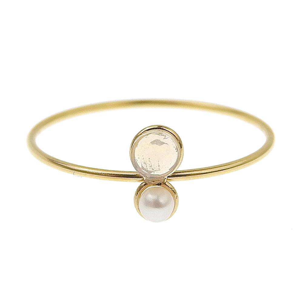 Natural stone 天然石×淡水パール ブラスリング 11号