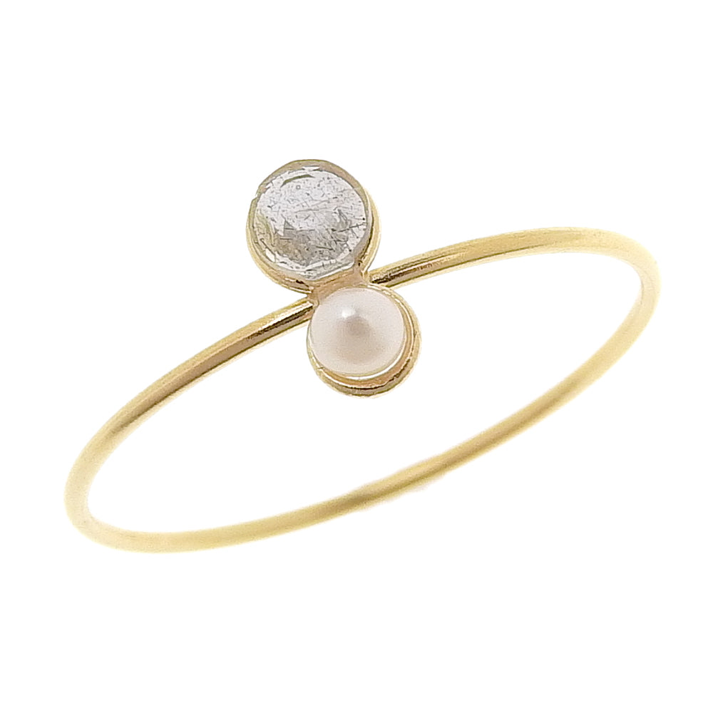 Natural stone 天然石×淡水パール ブラスリング 11号