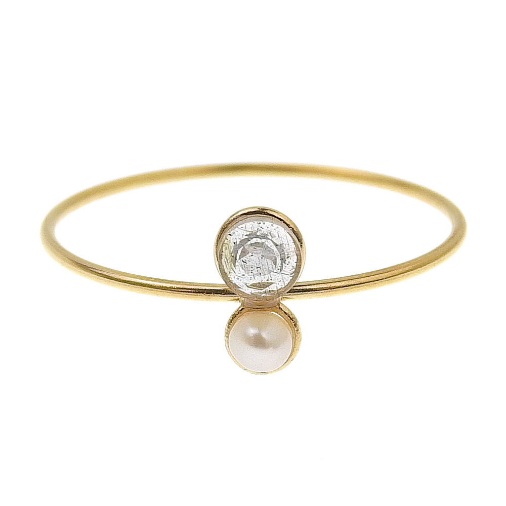 Natural stone 天然石×淡水パール ブラスリング 11号