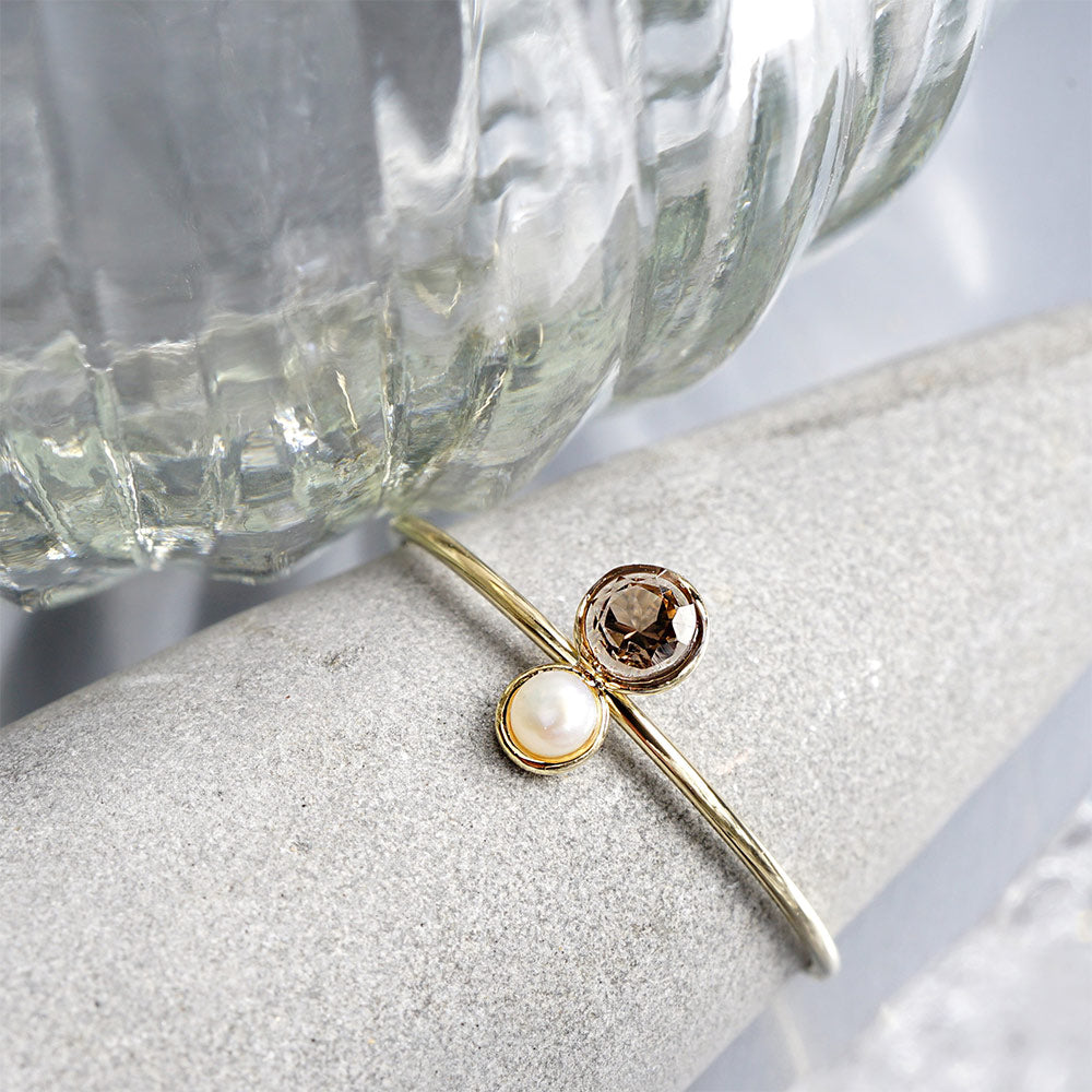 Natural stone 天然石×淡水パール ブラスリング 11号