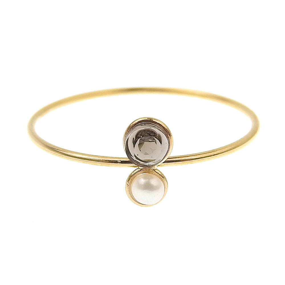 Natural stone 天然石×淡水パール ブラスリング 11号