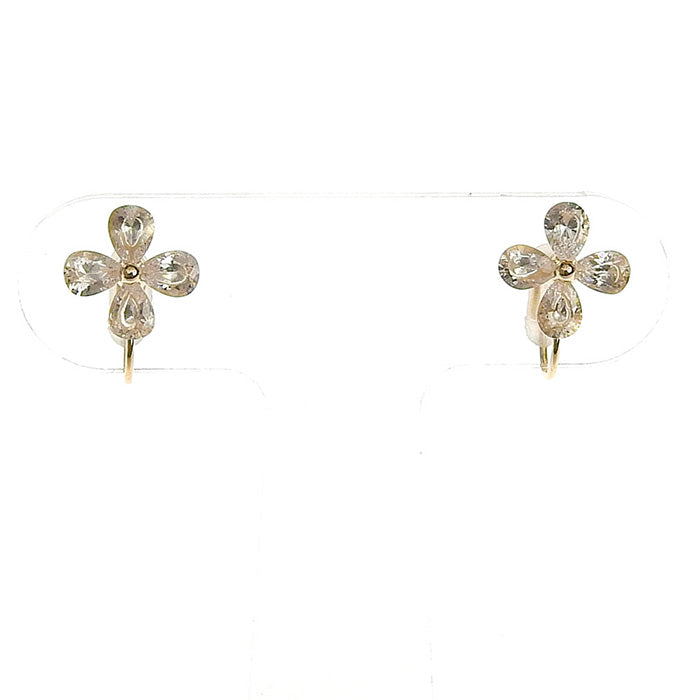 キュービックジルコニア フラワーノンホールピアス 痛くない イヤリング 金属アレルギー対応 日本製 itam ピアスみたいに見える