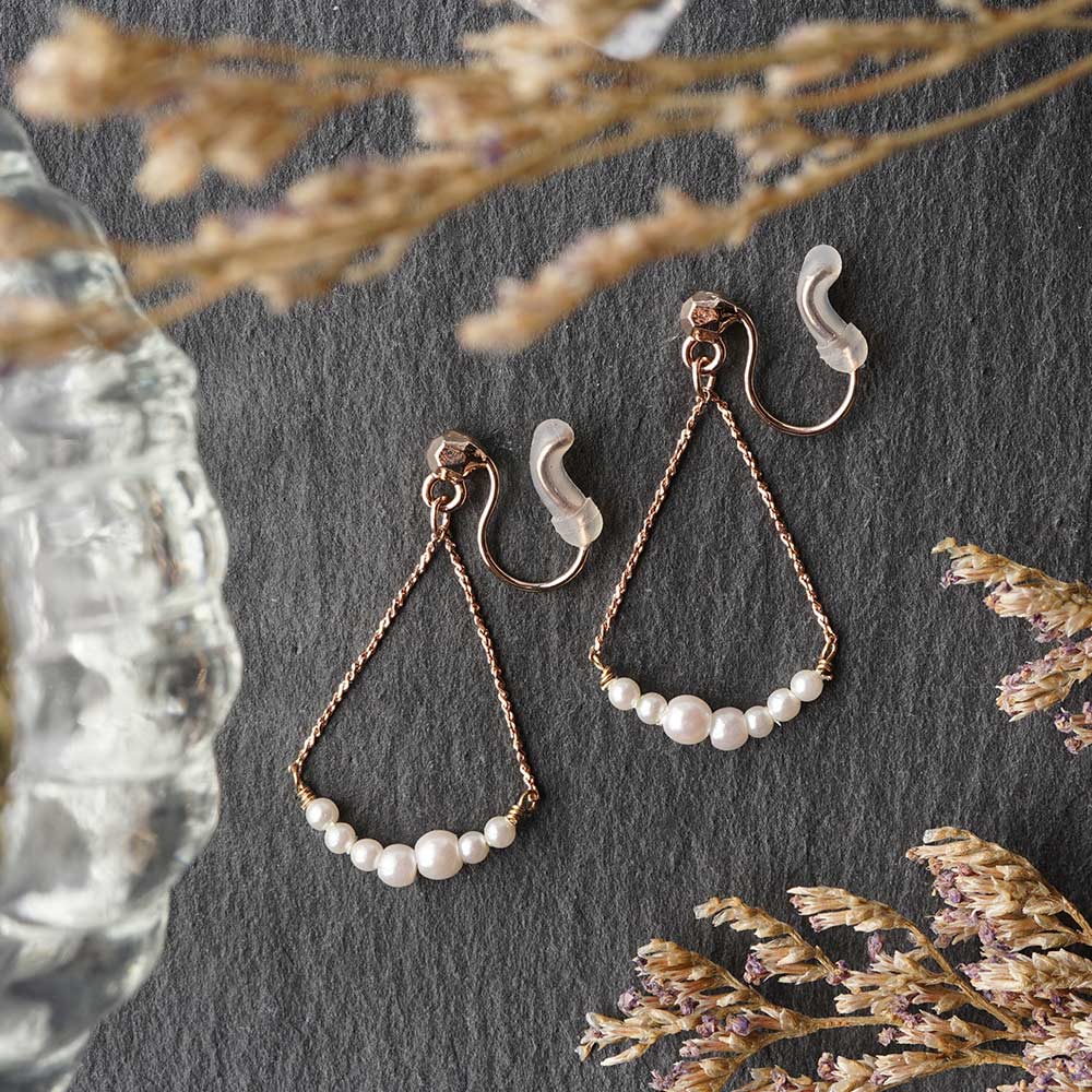 トライアングル パールノンホールピアス