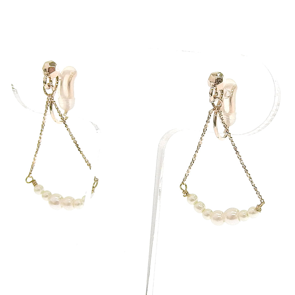 トライアングル パールノンホールピアス