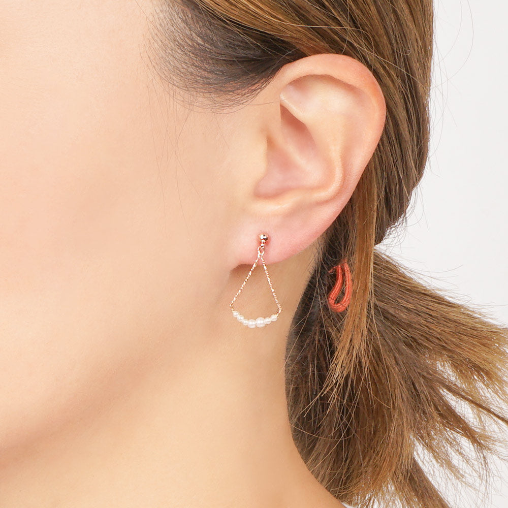 トライアングル パールノンホールピアス