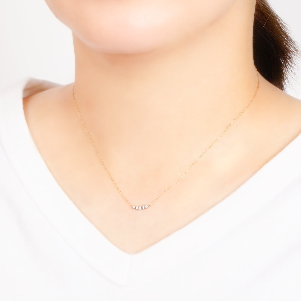 【NEW】ステンレス キュービックジルコニア ライン ネックレス