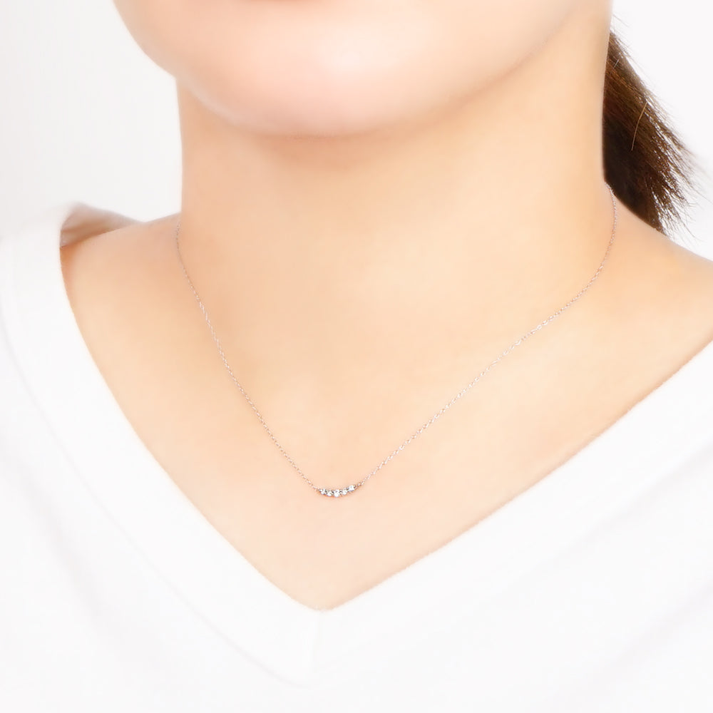 【NEW】ステンレス キュービックジルコニア ライン ネックレス