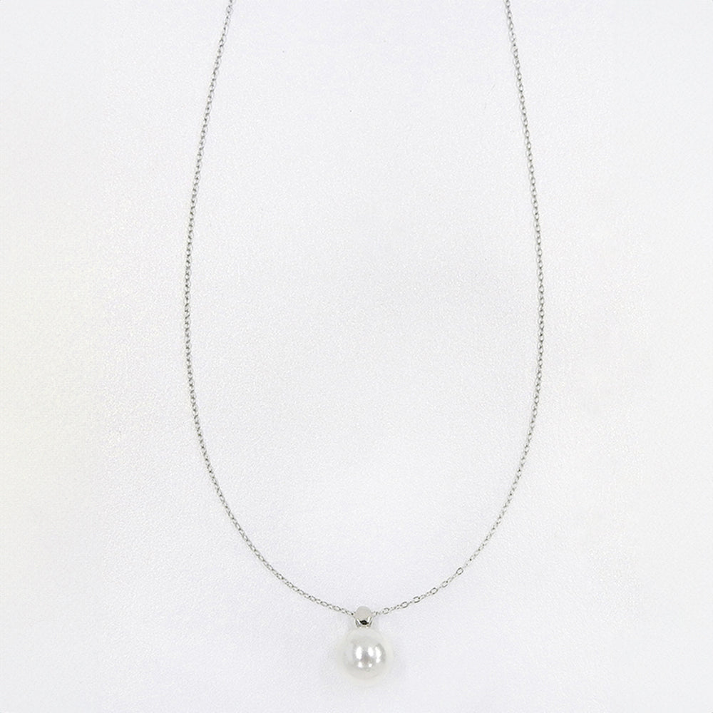 【NEW】ステンレス 1粒 合成シェルパール ネックレス