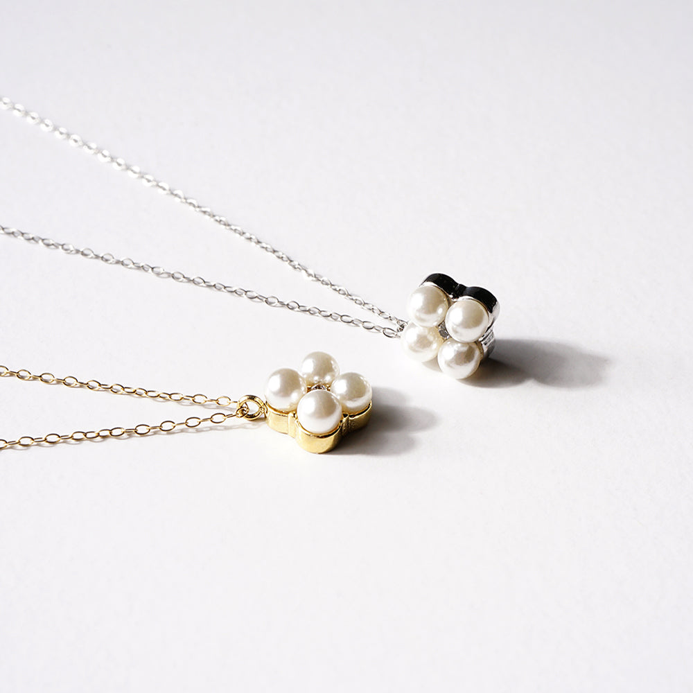 【NEW】ステンレス フラワー 合成シェルパール ネックレス