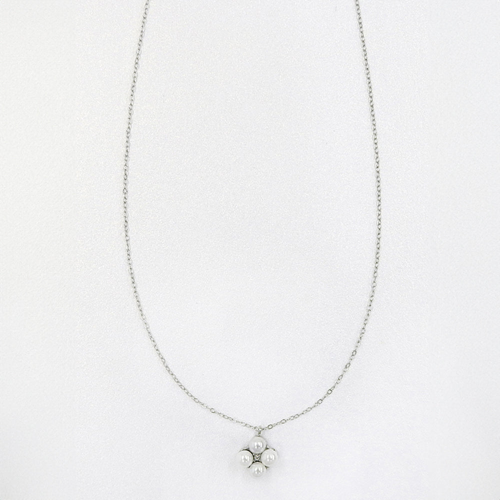 【NEW】ステンレス フラワー 合成シェルパール ネックレス