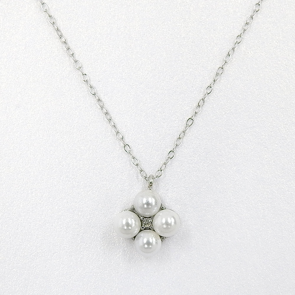 【NEW】ステンレス フラワー 合成シェルパール ネックレス