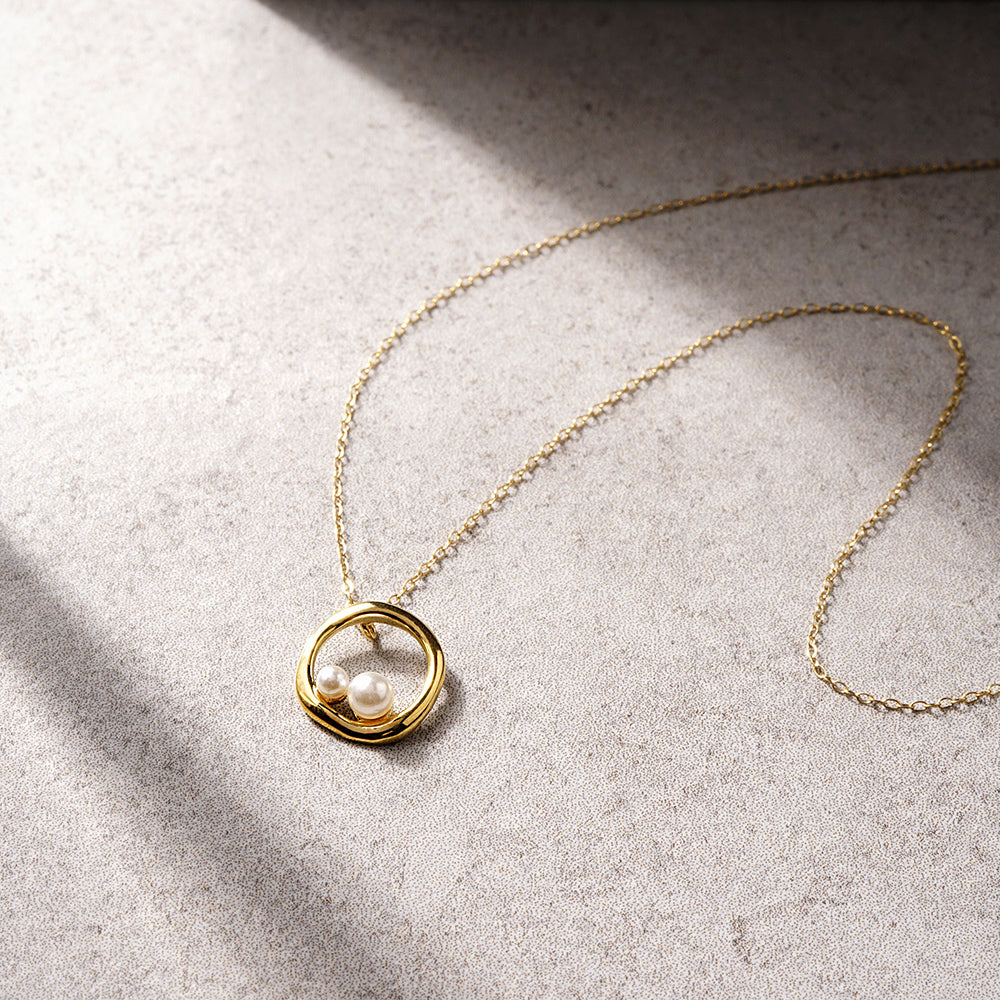 【NEW】ステンレス リング 合成シェルパール ネックレス