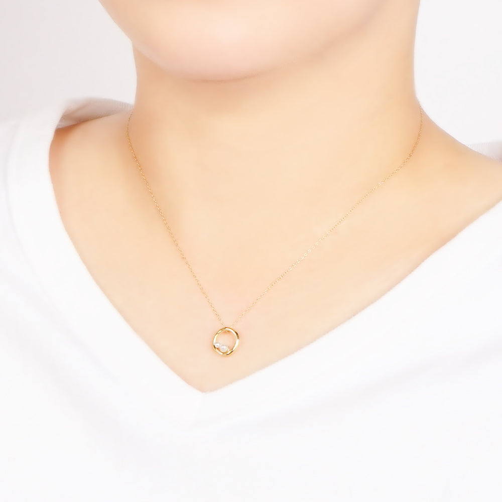 【NEW】ステンレス リング 合成シェルパール ネックレス