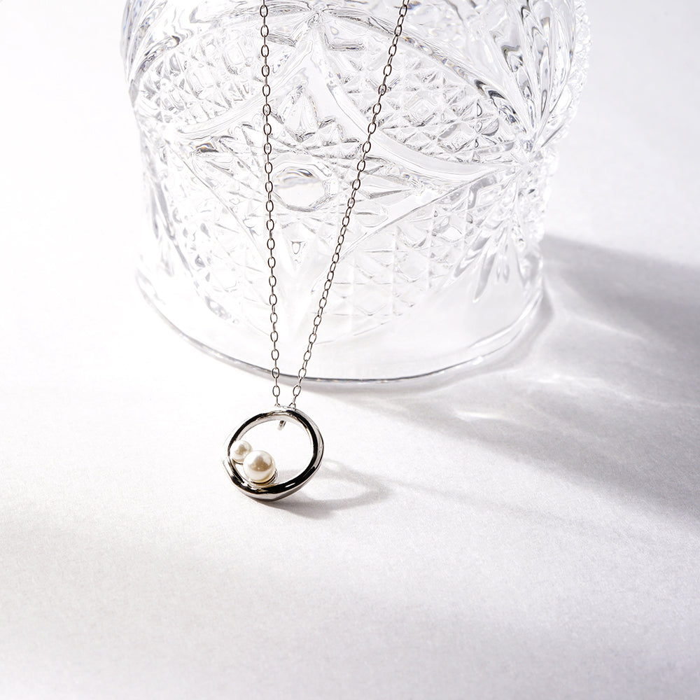 【NEW】ステンレス リング 合成シェルパール ネックレス