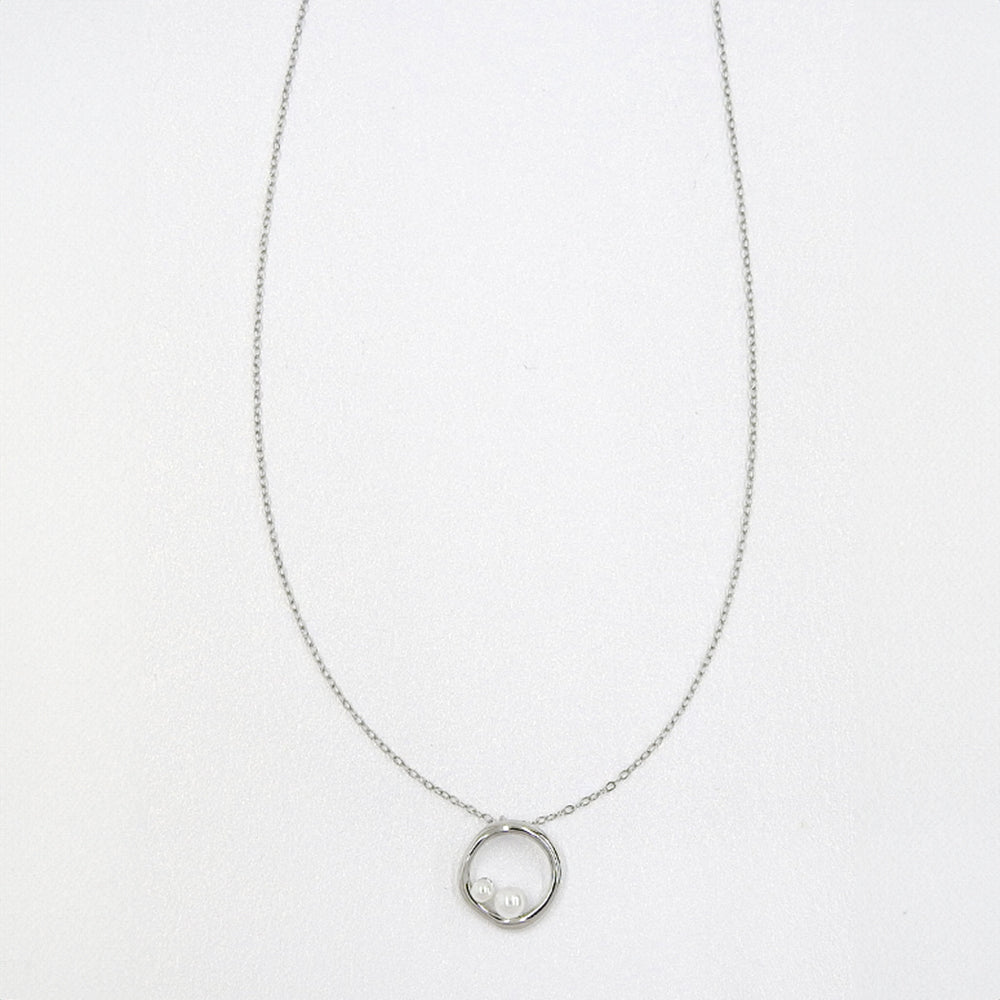 【NEW】ステンレス リング 合成シェルパール ネックレス