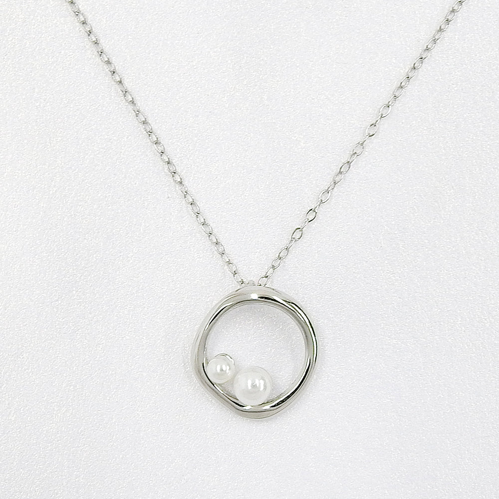 【NEW】ステンレス リング 合成シェルパール ネックレス