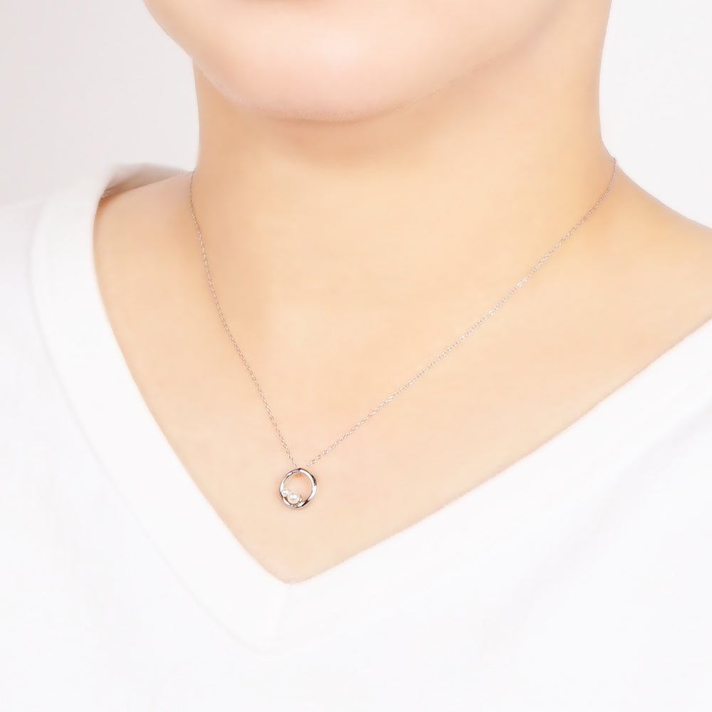 【NEW】ステンレス リング 合成シェルパール ネックレス