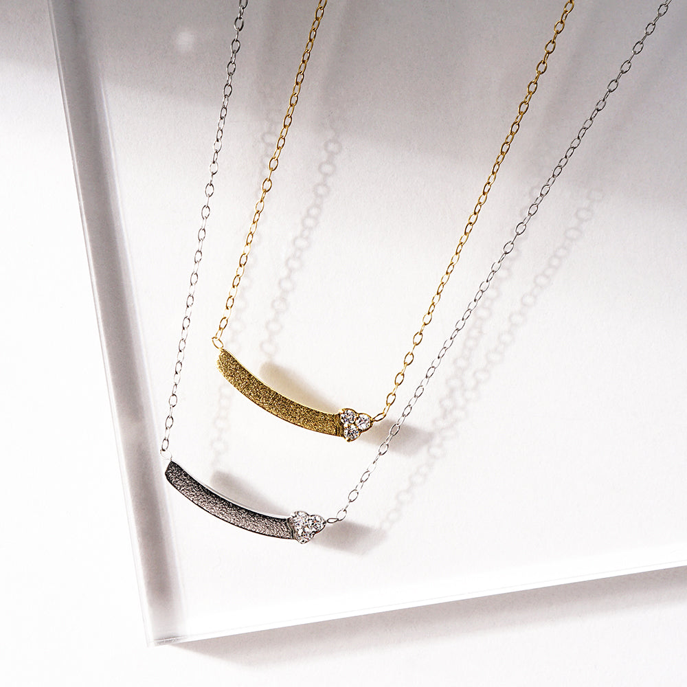 【NEW】ステンレス キュービックジルコニア プレート ネックレス