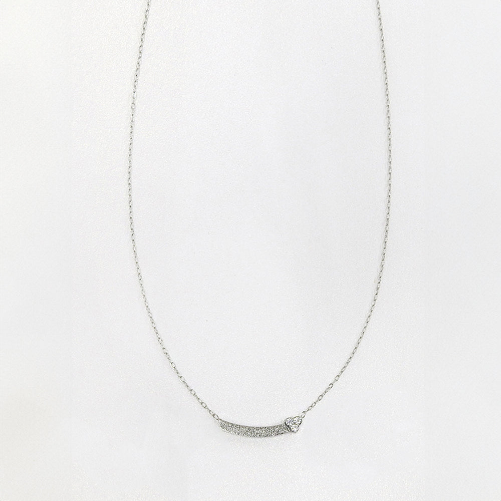 【NEW】ステンレス キュービックジルコニア プレート ネックレス