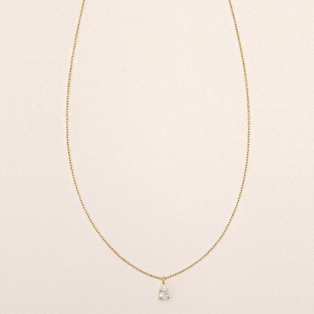 【NEW】【 金属アレルギー対応 】ステンレス キュービックジルコニア ティアドロップ ネックレス