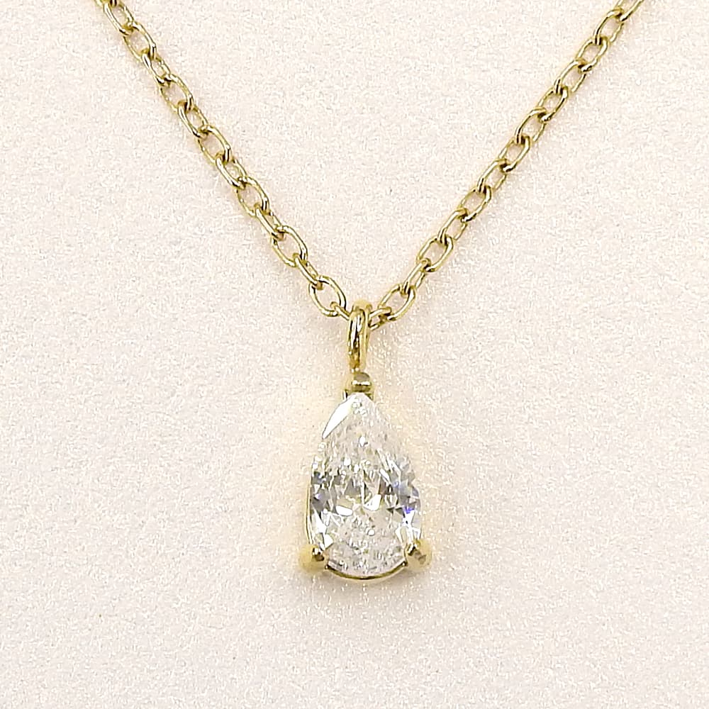 【NEW】【 金属アレルギー対応 】ステンレス キュービックジルコニア ティアドロップ ネックレス