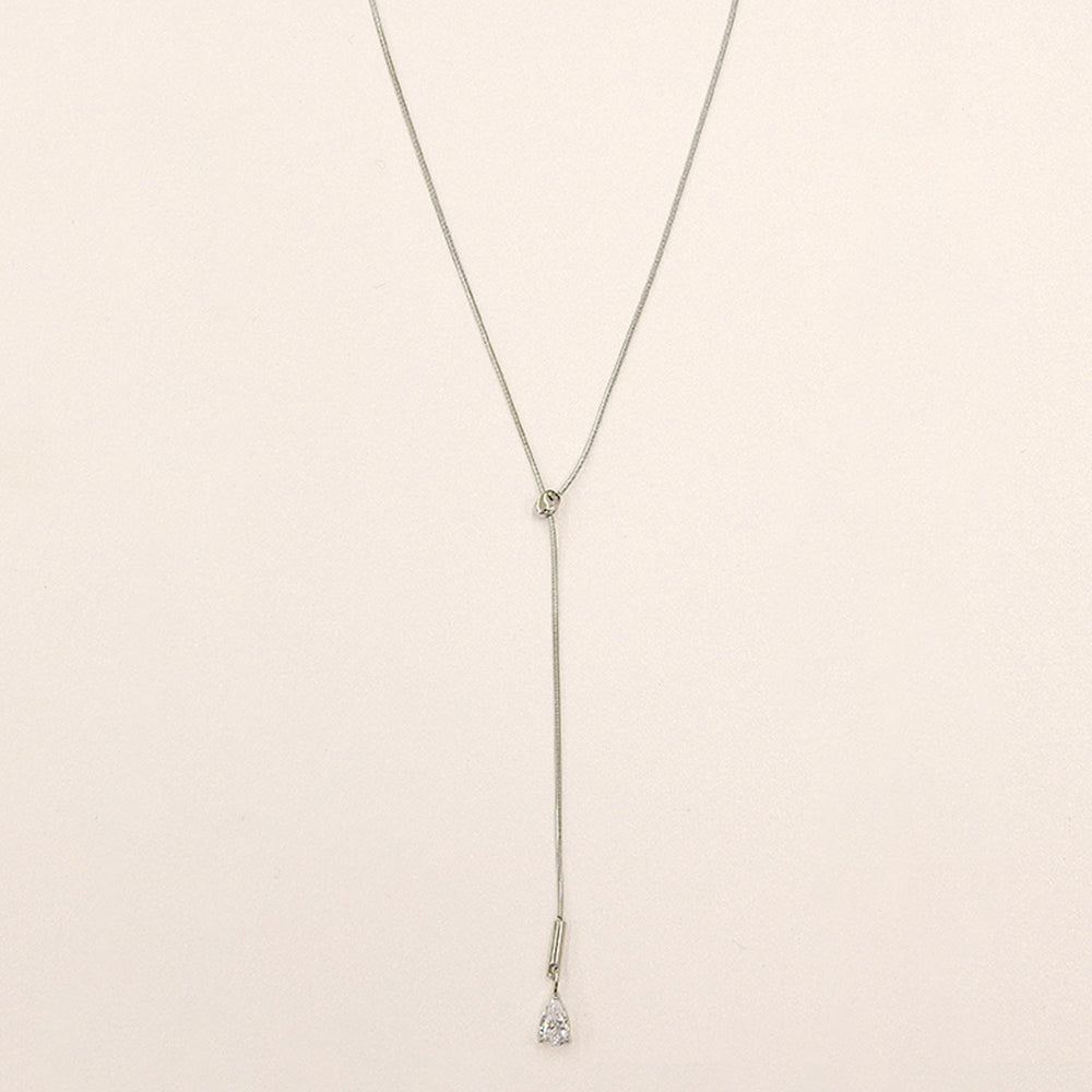 【NEW】【 金属アレルギー対応 】ステンレス キュービックジルコニア Y字ネックレス