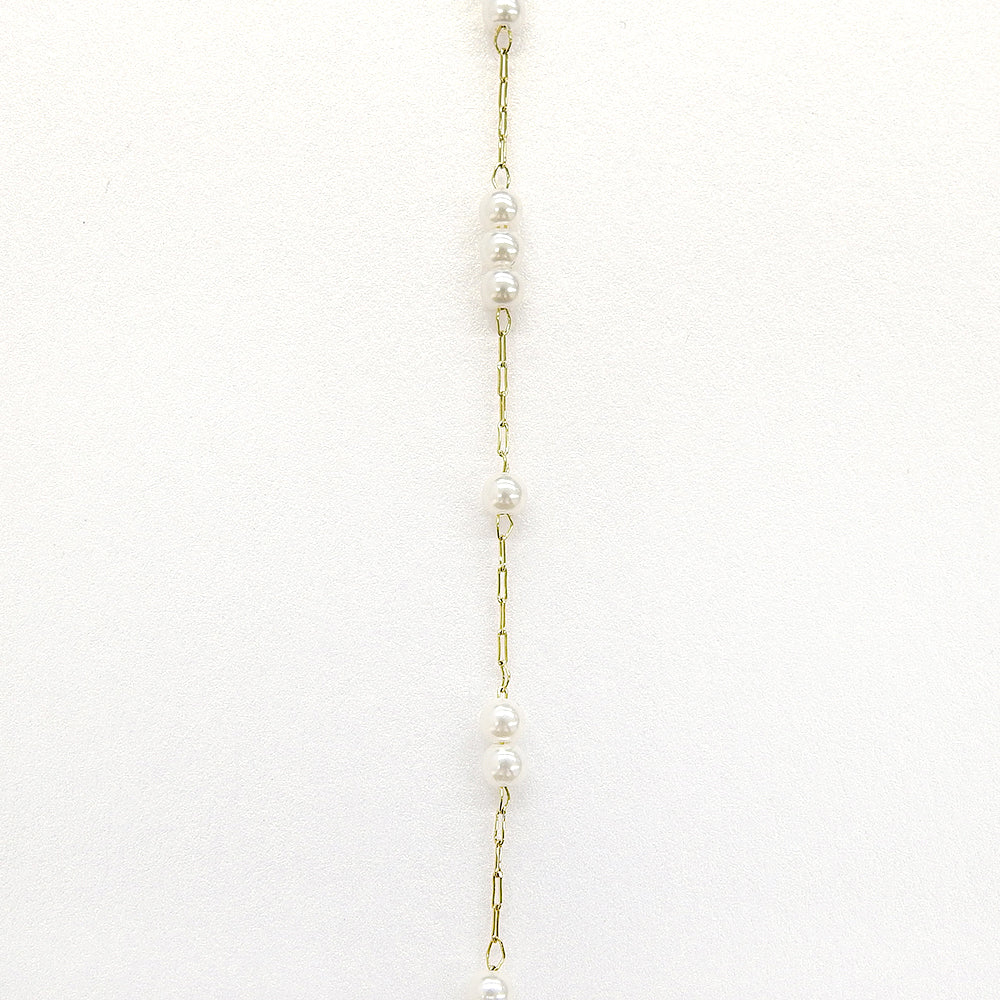 【NEW】ステンレス 1連 パール ロングネックレス