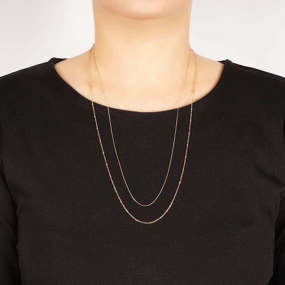 【NEW】ステンレス 2連ボールポイント ロングネックレス