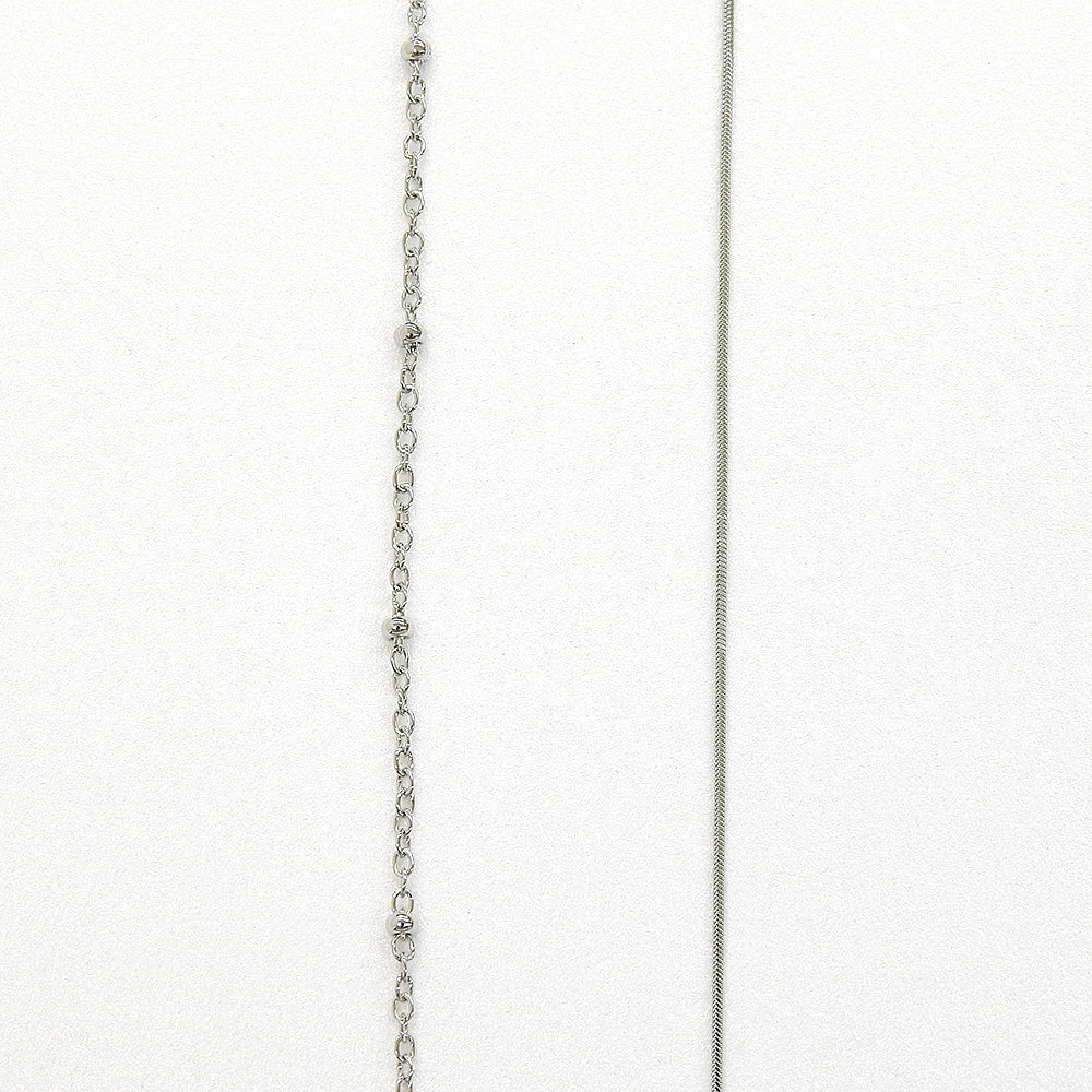 【NEW】ステンレス 2連ボールポイント ロングネックレス