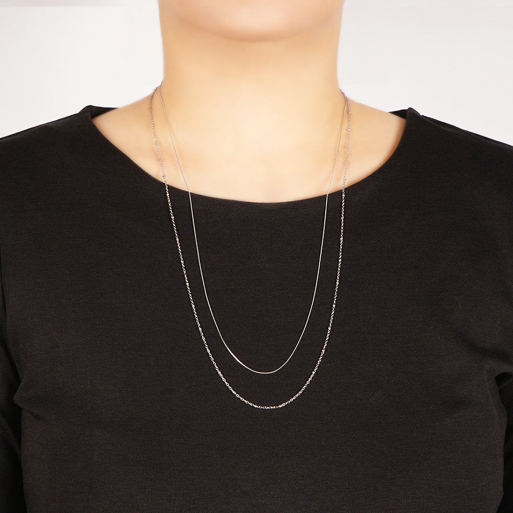 【NEW】ステンレス 2連ボールポイント ロングネックレス