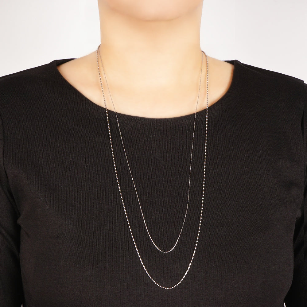 【NEW】ステンレス 2連ボールチェーン ロングネックレス