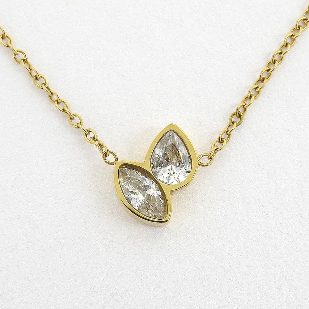 【NEW】【 金属アレルギー対応 】クリアキュービックジルコニア ステンレスネックレス