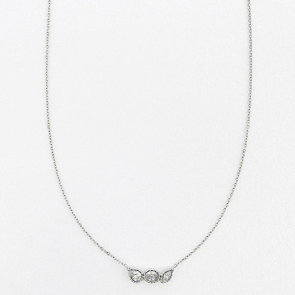【NEW】【 金属アレルギー対応 】クリアキュービックジルコニア ステンレスネックレス
