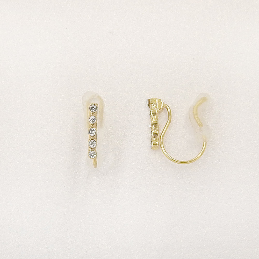 ステンレス 5連ストーン ノンホールピアス