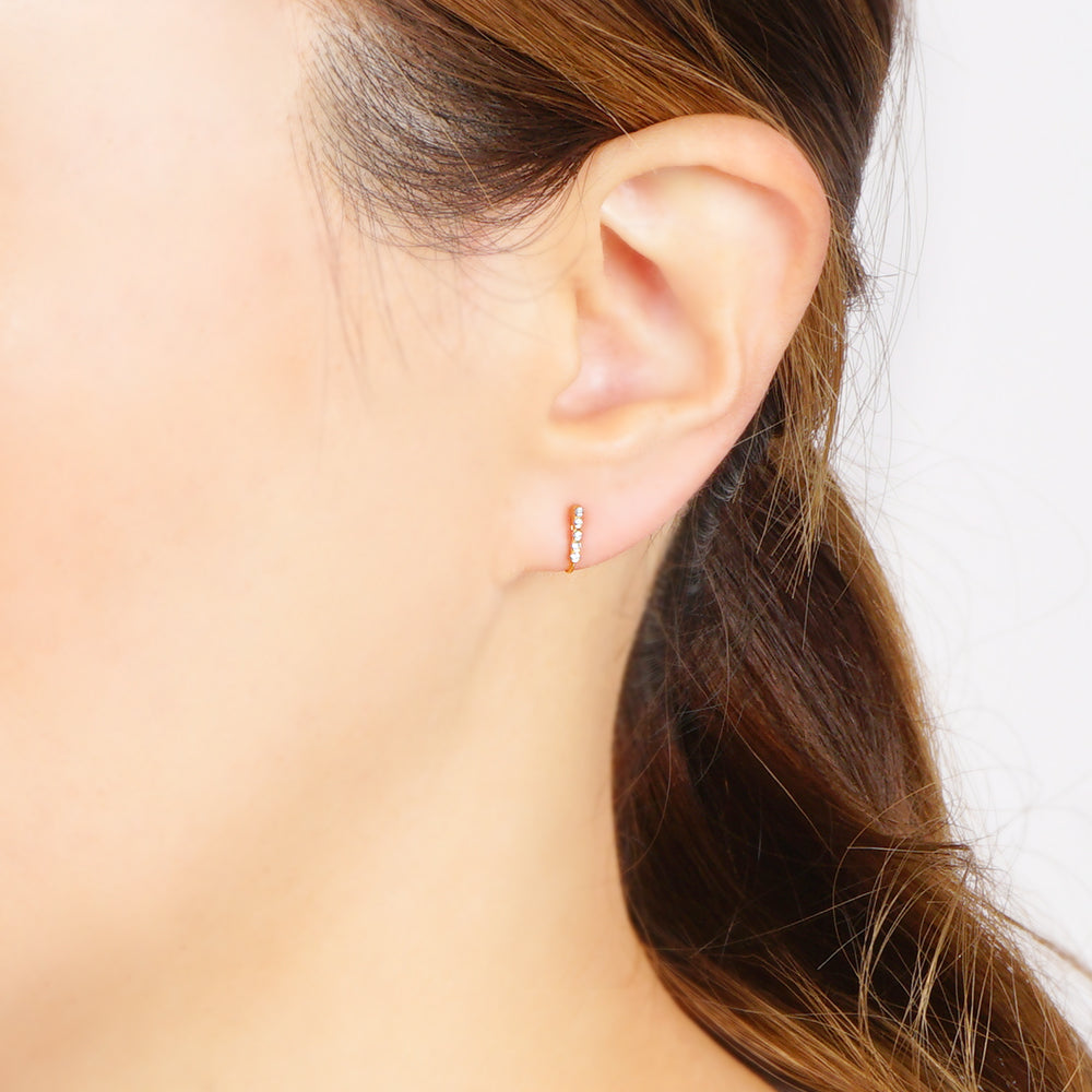 ステンレス 5連ストーン ノンホールピアス