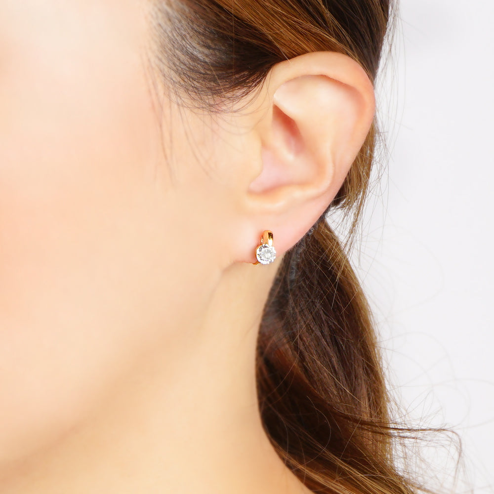 ステンレス 1粒キュービックジルコニア ノンホールピアス