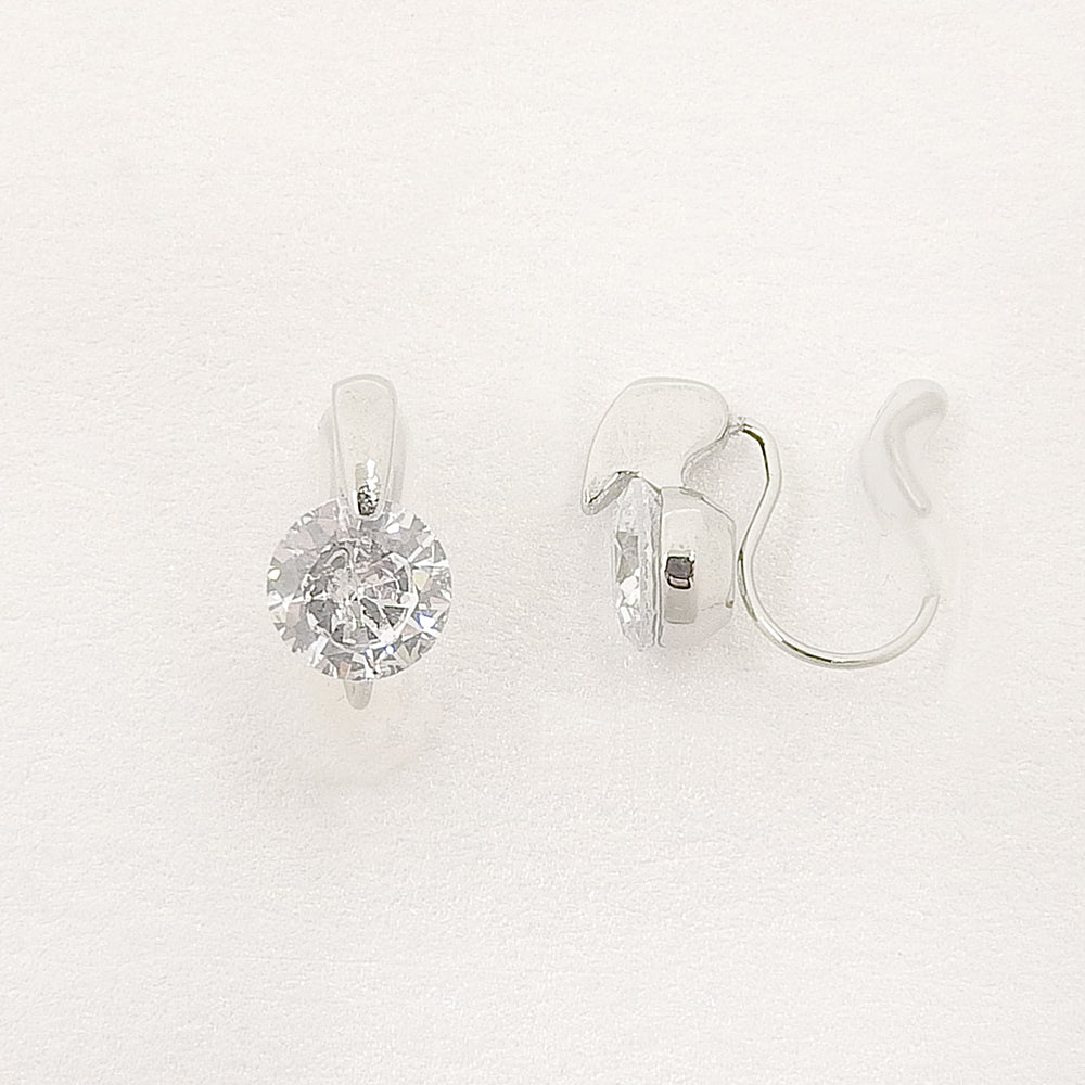 ステンレス 1粒キュービックジルコニア ノンホールピアス