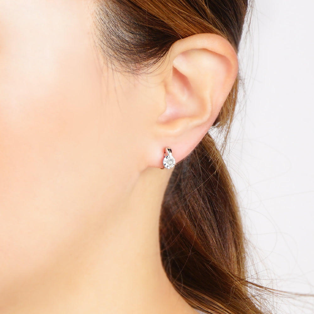 ステンレス 1粒キュービックジルコニア ノンホールピアス