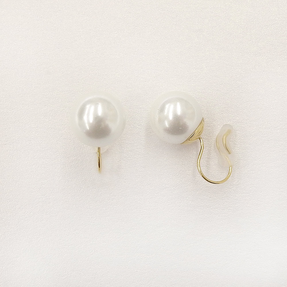 ステンレス 1粒パール ノンホールピアス M (パールサイズ 0.8cm)