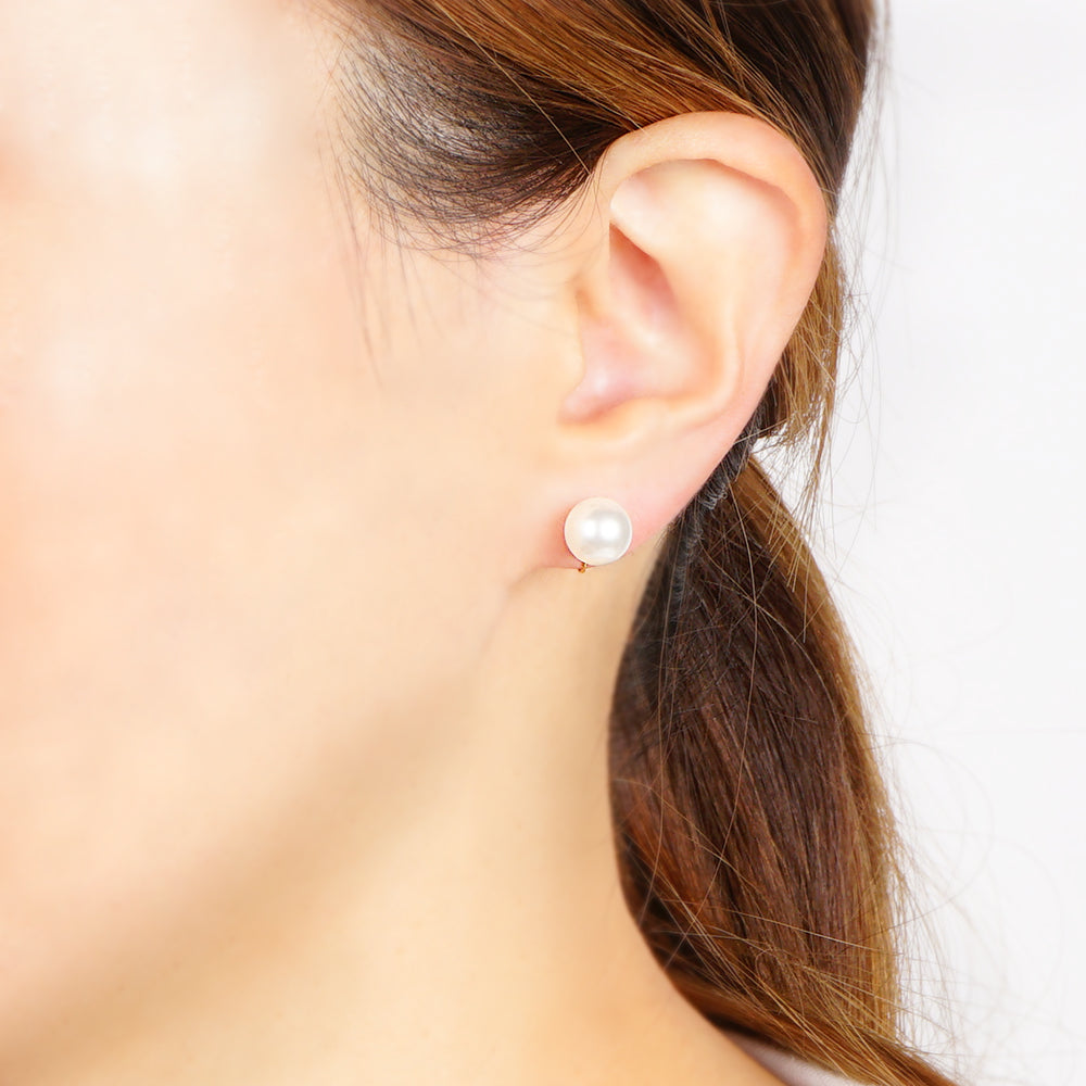 ステンレス 1粒パール ノンホールピアス M (パールサイズ 0.8cm)