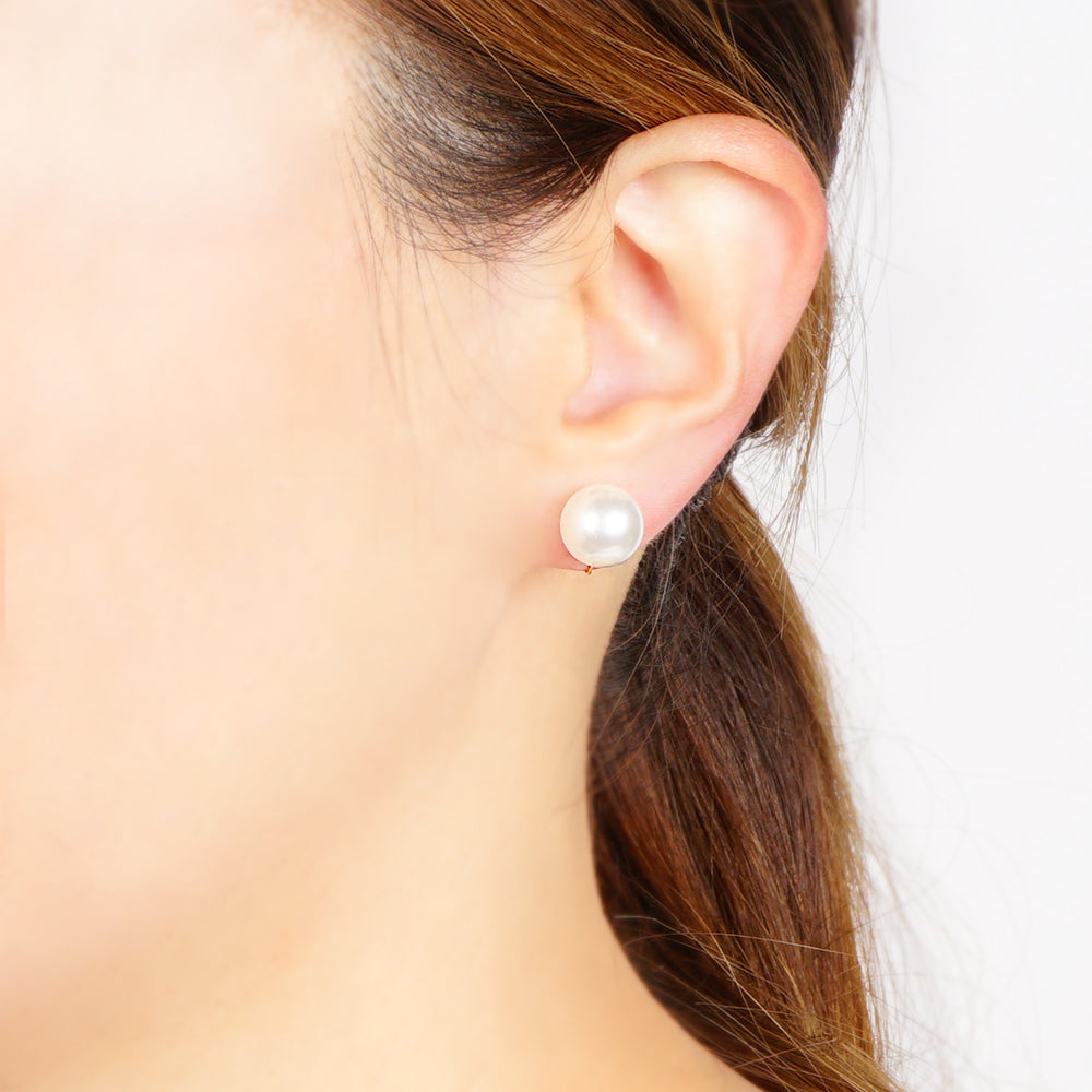 【8/20再入荷】ステンレス 1粒パール ノンホールピアス L (パールサイズ 1cm)