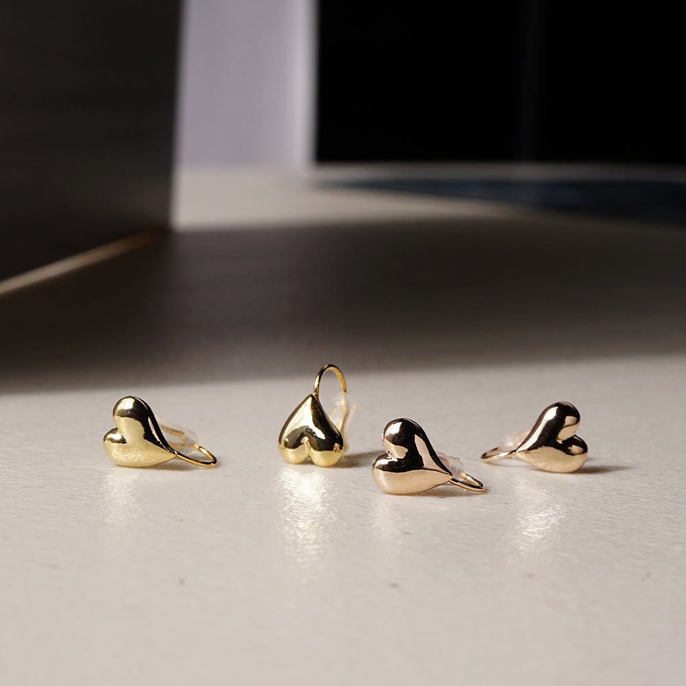 【8/26再入荷】ハート ノンホールピアス