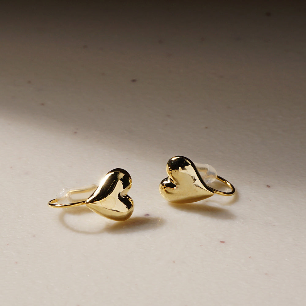 ステンレス ハート ノンホールピアス