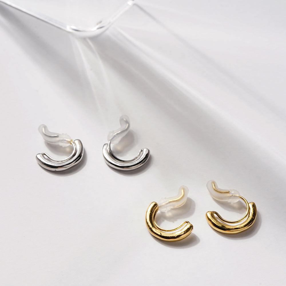 ステンレス ハーフフープ ノンホールピアス 痛くない イヤリング 金属アレルギー