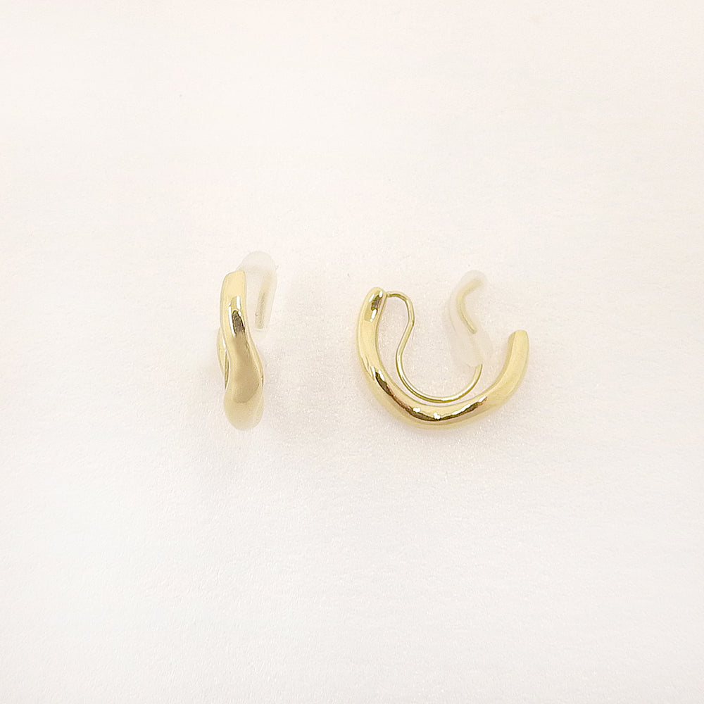 ステンレス ウェーブハーフフープ ノンホールピアス